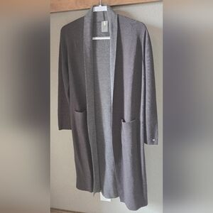 Calia Carrie Underwood Black Grey Knit Long Open Shawl Cardigan Duster Sweater S
